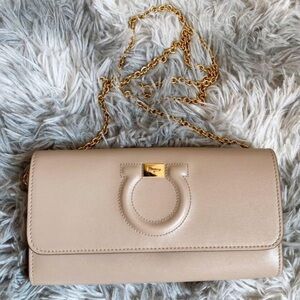 Salvatore Ferragamo Cream Clutch Bag